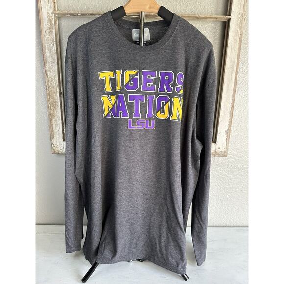 LSU Tigers Mens Long Sleeve T-shirt “Tiger Nation” 2X XXL Gray Captivating Brand - Picture 1 of 9